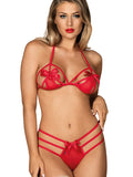 Giftella Red Open-Cup Bra & Thong Set | Obsessive